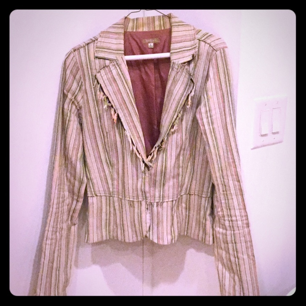 Multi color stripped jacket.